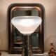 Lampe acier brossé vintage abat jour transparent blanc Italie  1970