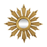 Vintage Wooden Sunburst Sun Mirror Convex France 51cm