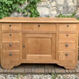 9-drawer art deco sideboard in solid raw oak