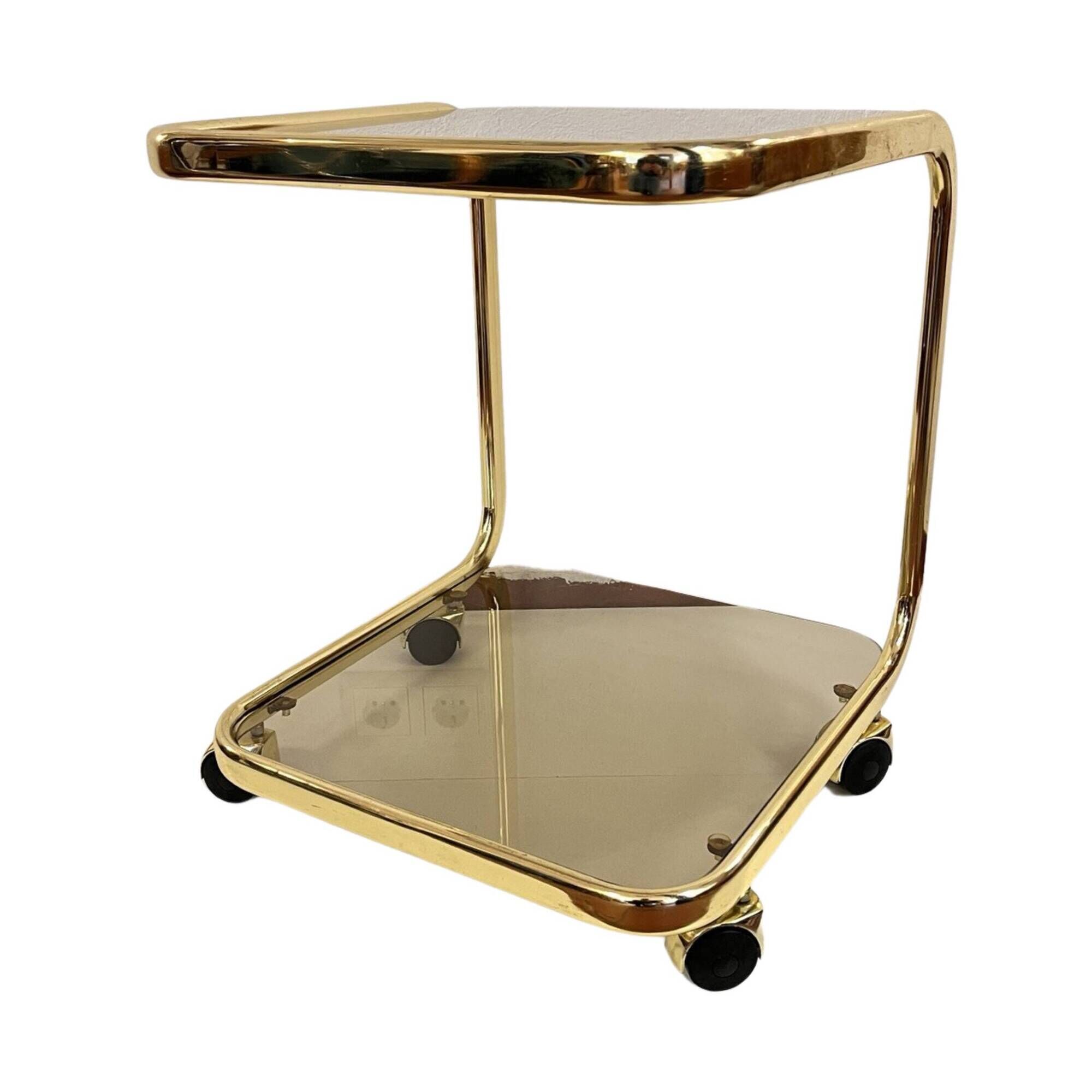 Glass mobile table | bar, Hollywood Regency style, Huwa-Spiegel, Germany 1970s