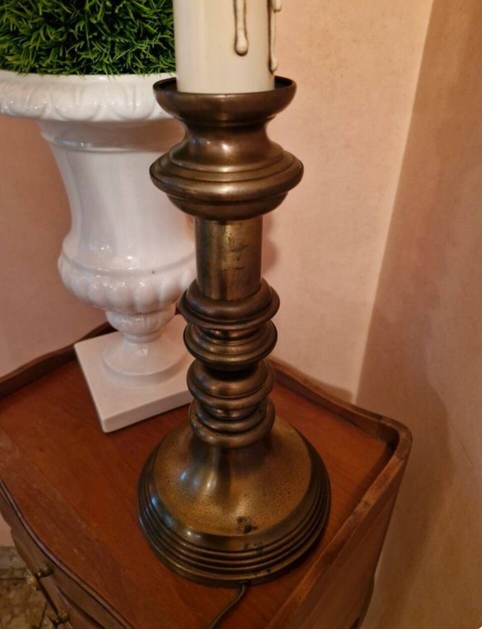 Vintage Brass Candle Holder Lamp - Candle Effect
