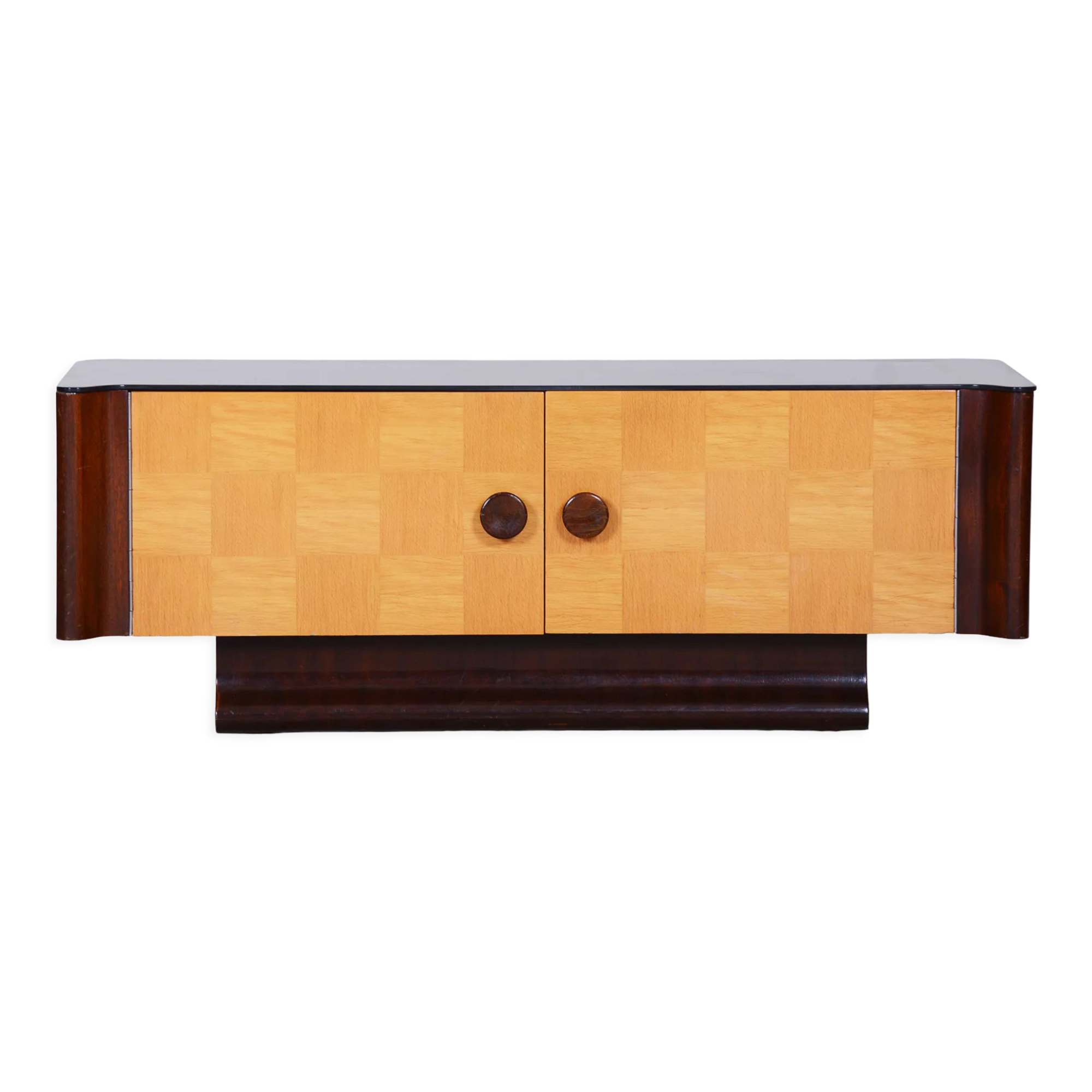 Artdeco small checkered inlay cabinet by Jindrich Halabala, Up Zavody, 1940s