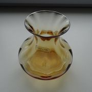Crystal vase Saint Louis venetian amber orange ribs signed