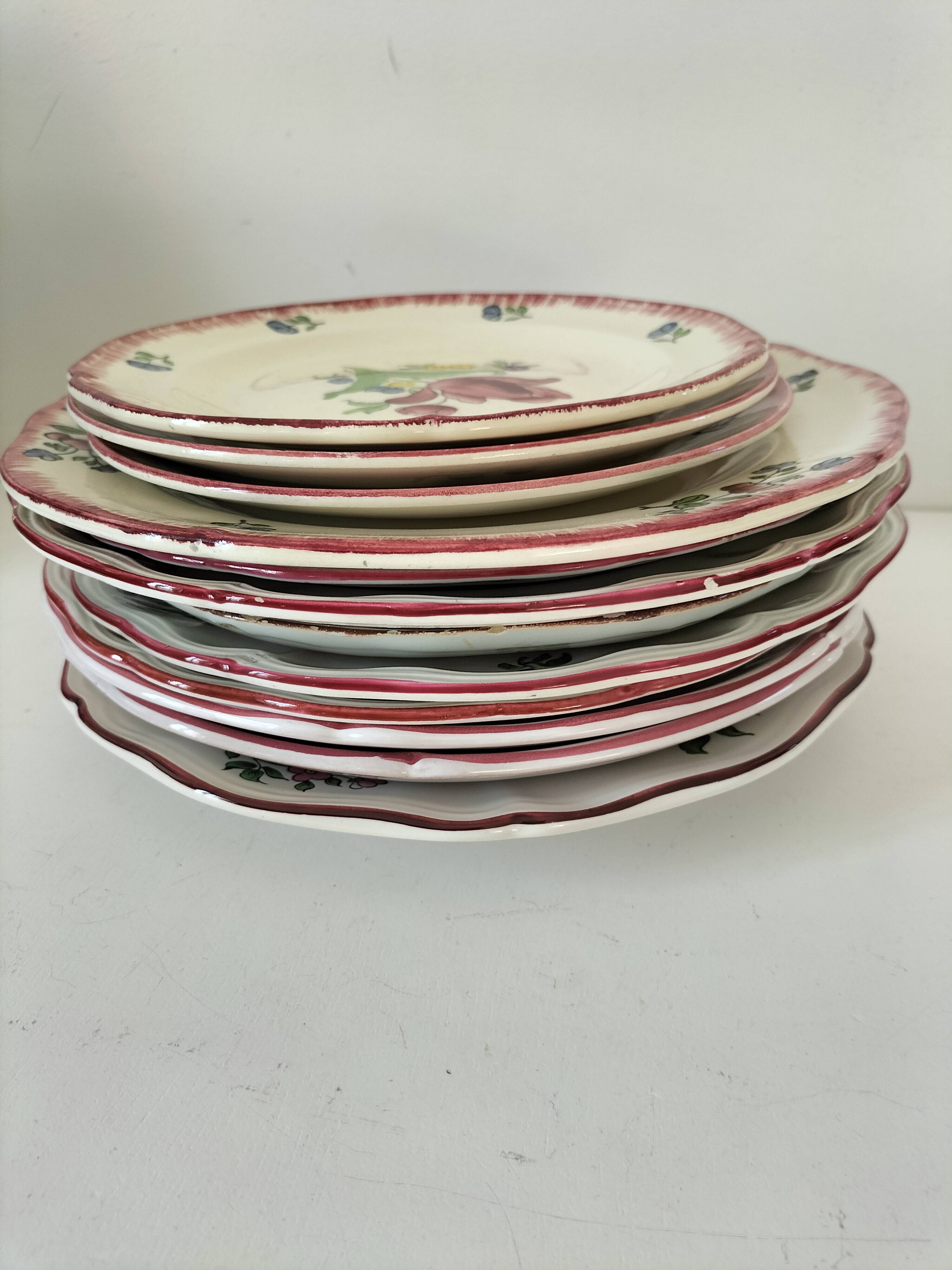 12 antique floral plates bistro & guest table style