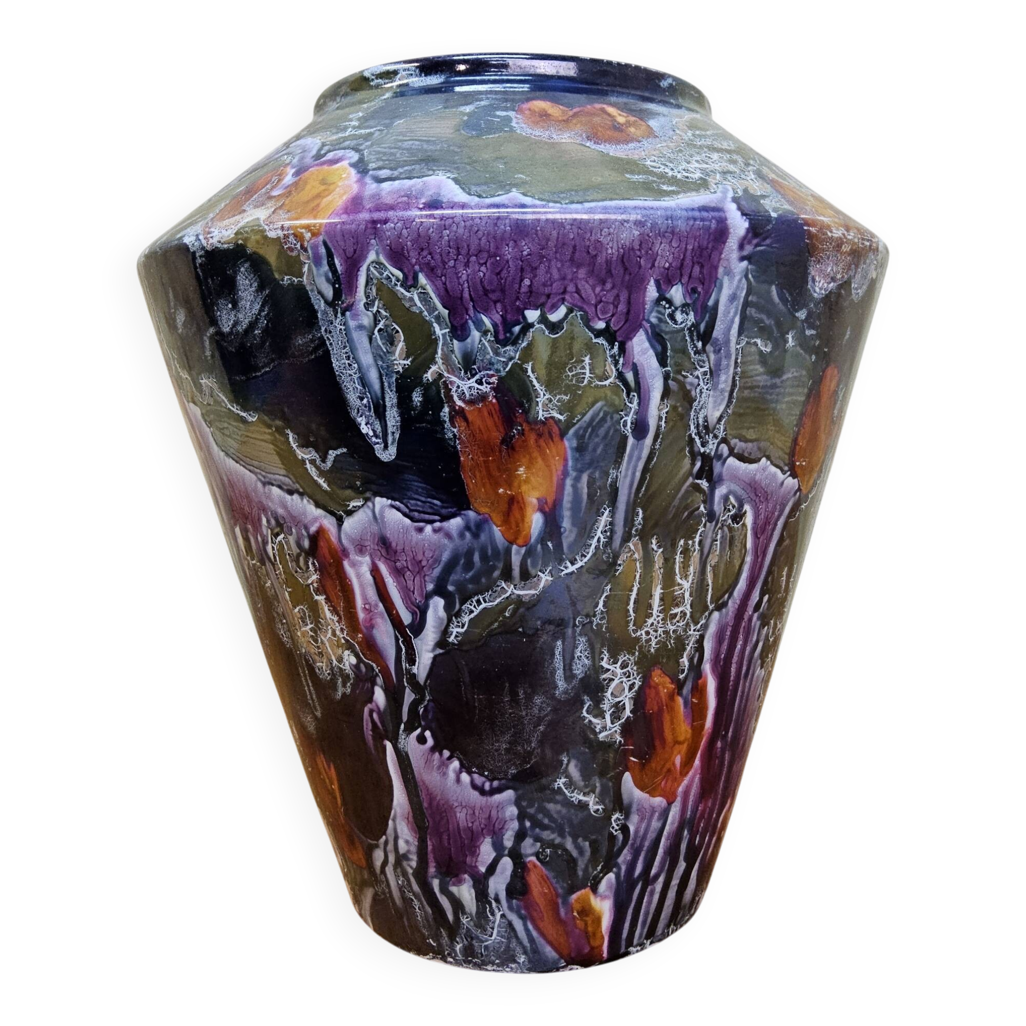 Vintage West Germany Scheurich Vase 507/20 Multicoloured Drip