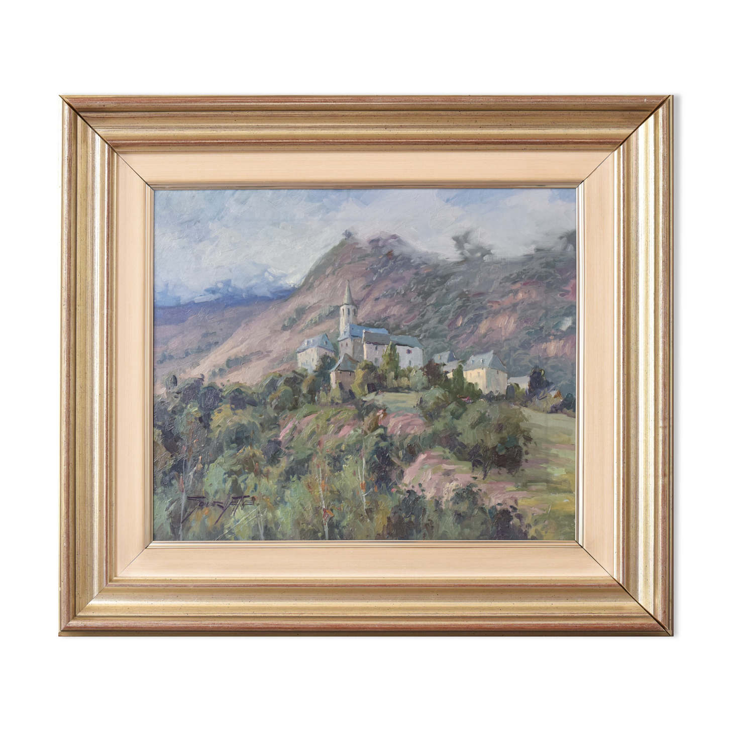 Vicente Gomez Fuste - Post Impressionist Village and Mountains