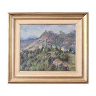 Vicente Gomez Fuste - Post Impressionist Village and Mountains