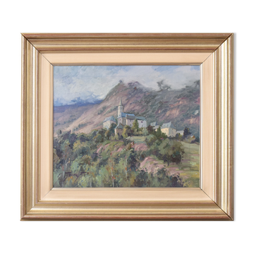 Village post-impressionniste et montagnes, Vicente Gomez Fuste
