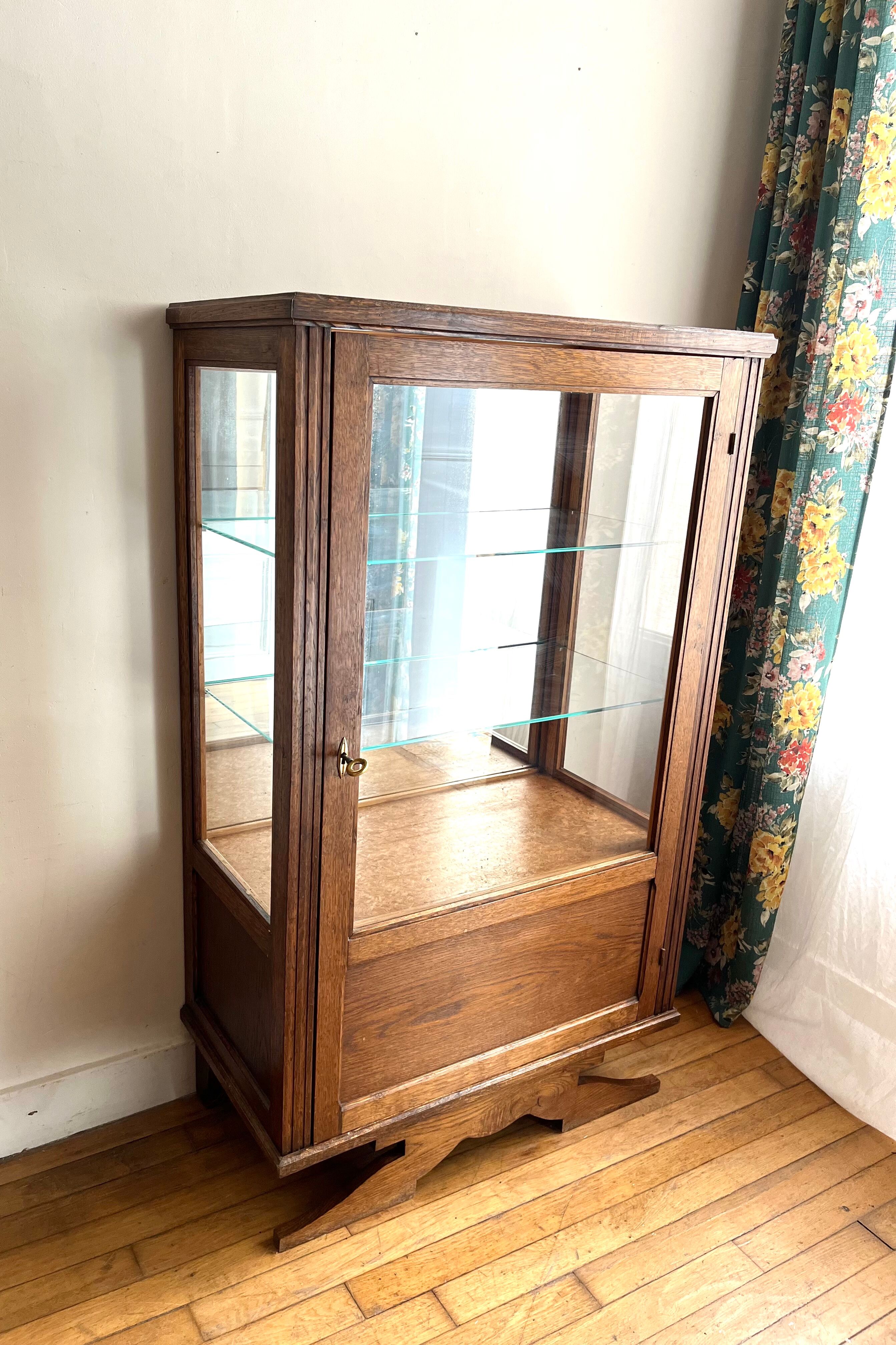 Antique oak window foot mustache