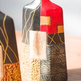Pair of 1980s-90s Terracotta Vases – Geometric and Textured Design