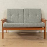 Teak and gray fabric sofa, 1960s