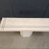 Vintage travertine and brass console table by Roche Bobois, 1970s
