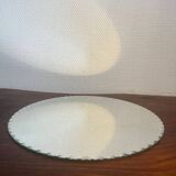 Miroir rond non encadré contour ondulé biseauté