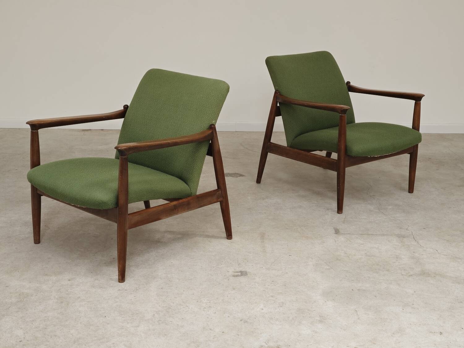 Pair of green GMF 64 armchairs by
Edmund Homa, Poland, 1960s