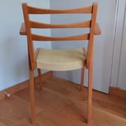 Bridge chair with armrests Scandinavian style yellow skaï