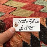 Vintage Turkish Kilim Kelim Rug 338x168 cm shabby chic wool, country home, boho
