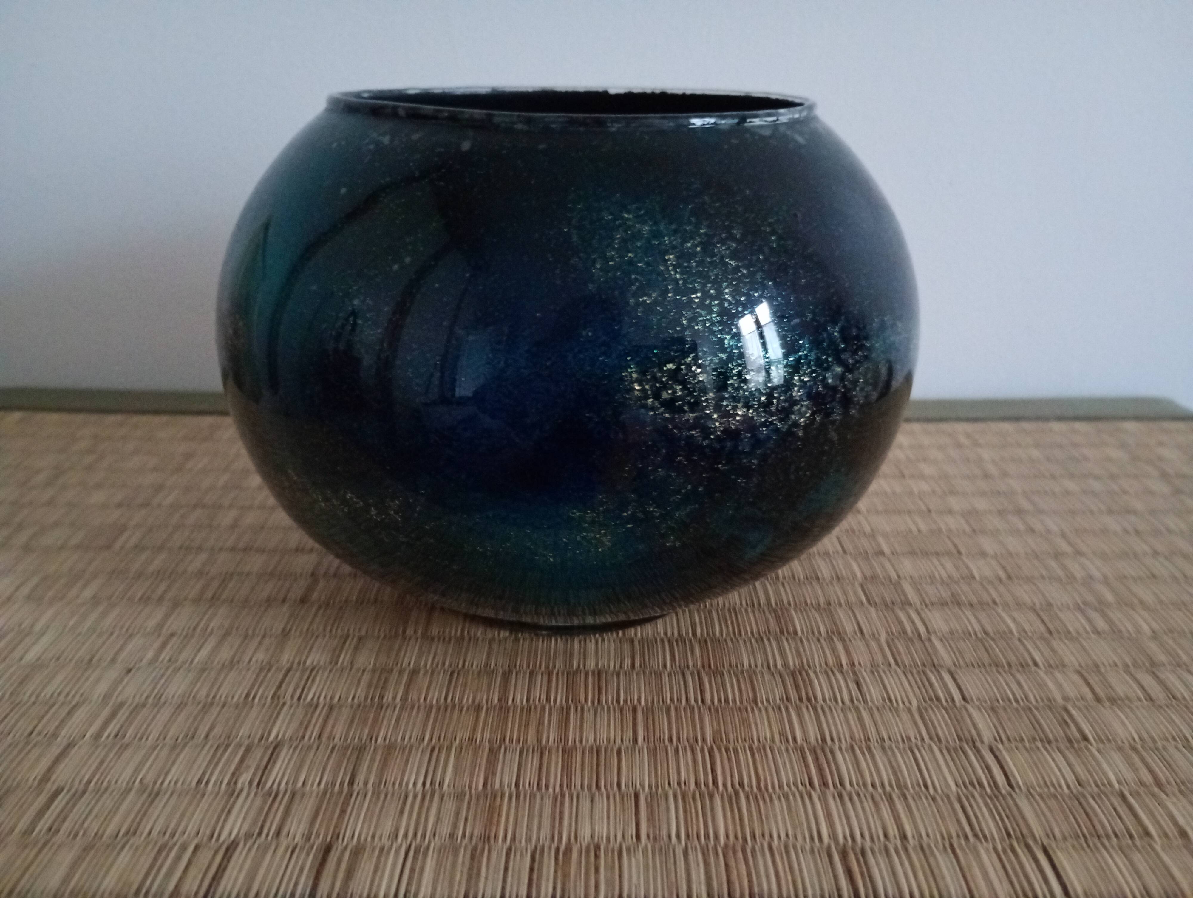 Glossy glass round vase by Jean Noêl Bouillet