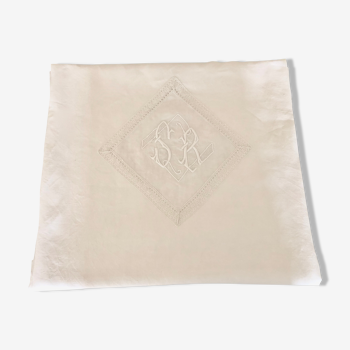 Antique linen, tablecloth, central monogram SR