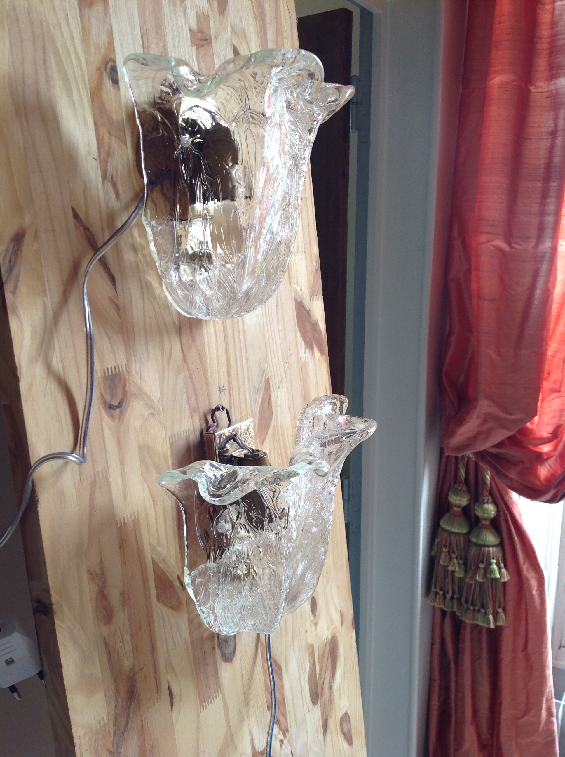 Pair of vintage Murano glass sconces, 70s