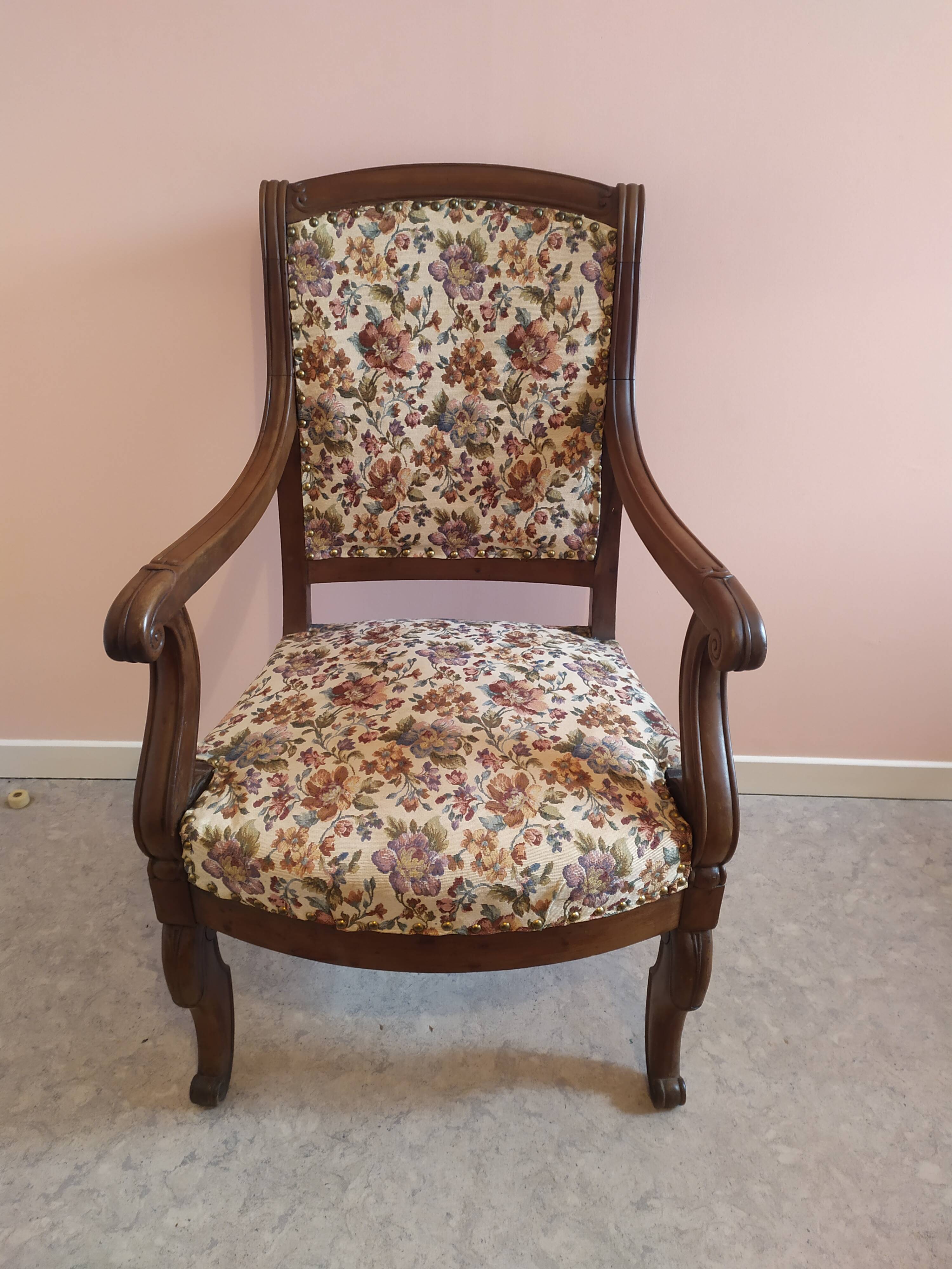Wooden armchair and fabric