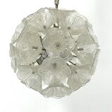 Italian Murano flower glass and chrome sputnik in Venini style. 1970s