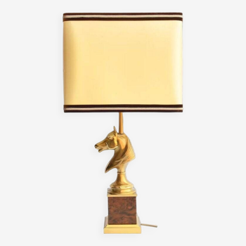 Lampe en bronze dorée représentant une tête de cheval