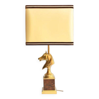 Gilded bronze lamp representing a horse's head