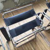 Bauhaus modernist leather chrome armchairs
