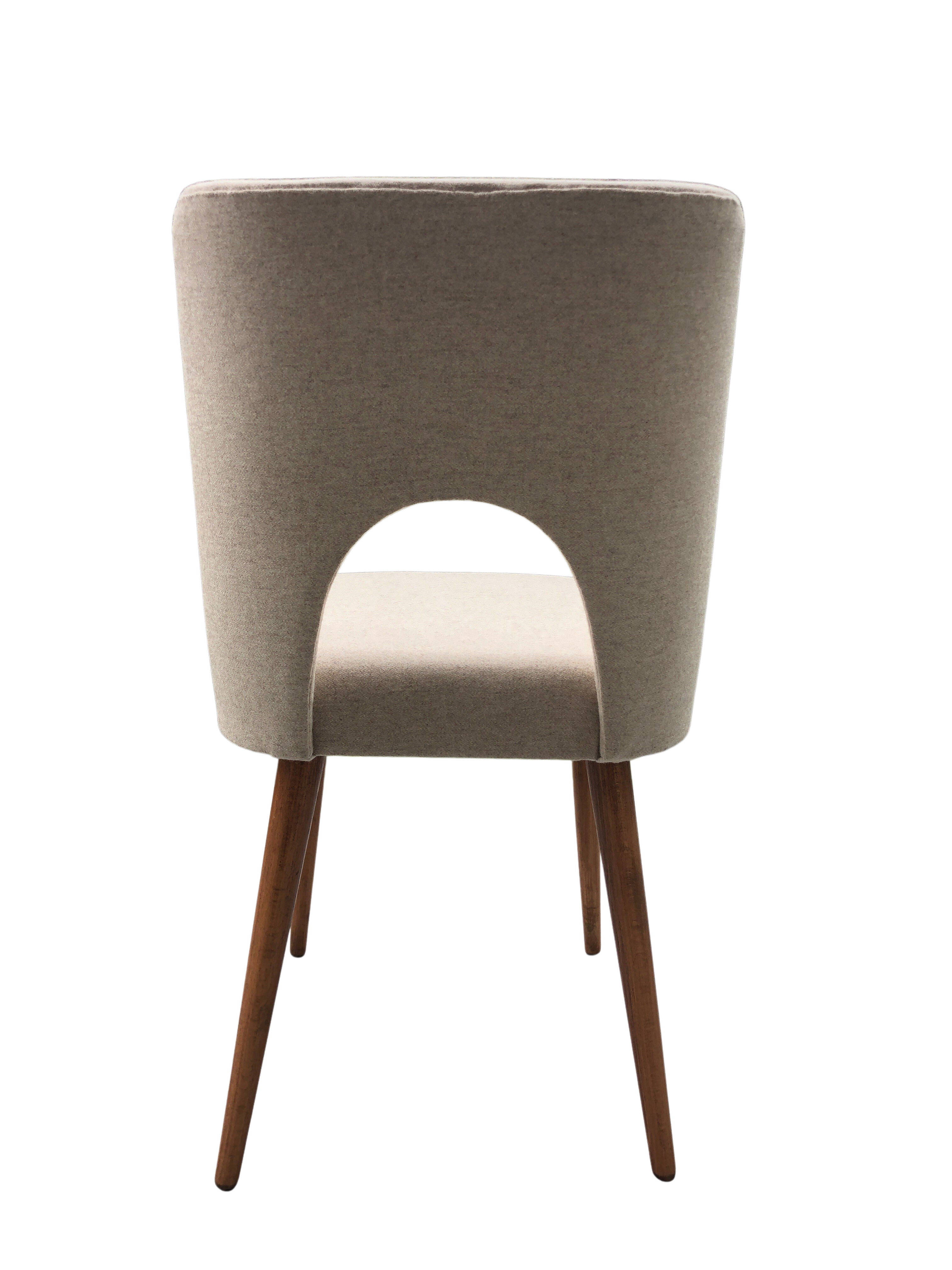 Beige Wool Shell Dining Chair by Lesniewski for Słupskie Fabryki Mebli, 1962