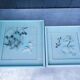 Two vintage paintings made with feathers, hummingbird motif