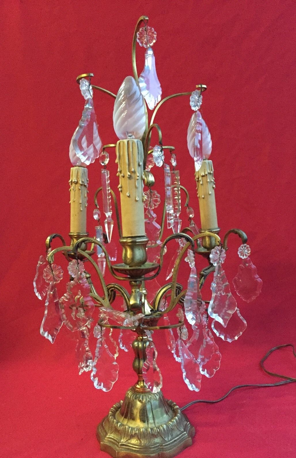 Pair of crystal tassels with bronze frame