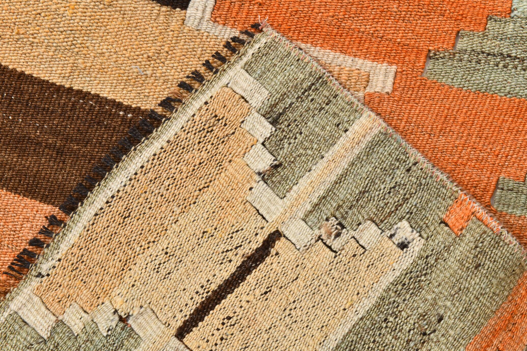 Tribal Pattern Vintage Kilim Runner Rug, 80x347Cm