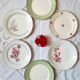 Flat antique earthenware plates with gilded edges