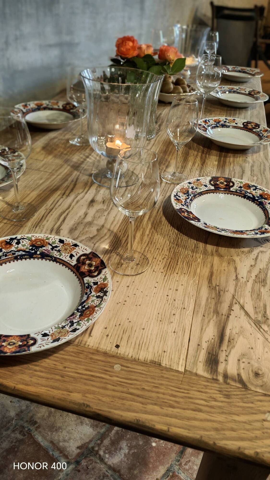 Solid oak farmhouse table "brut" 247x89, top "chocolate oak"