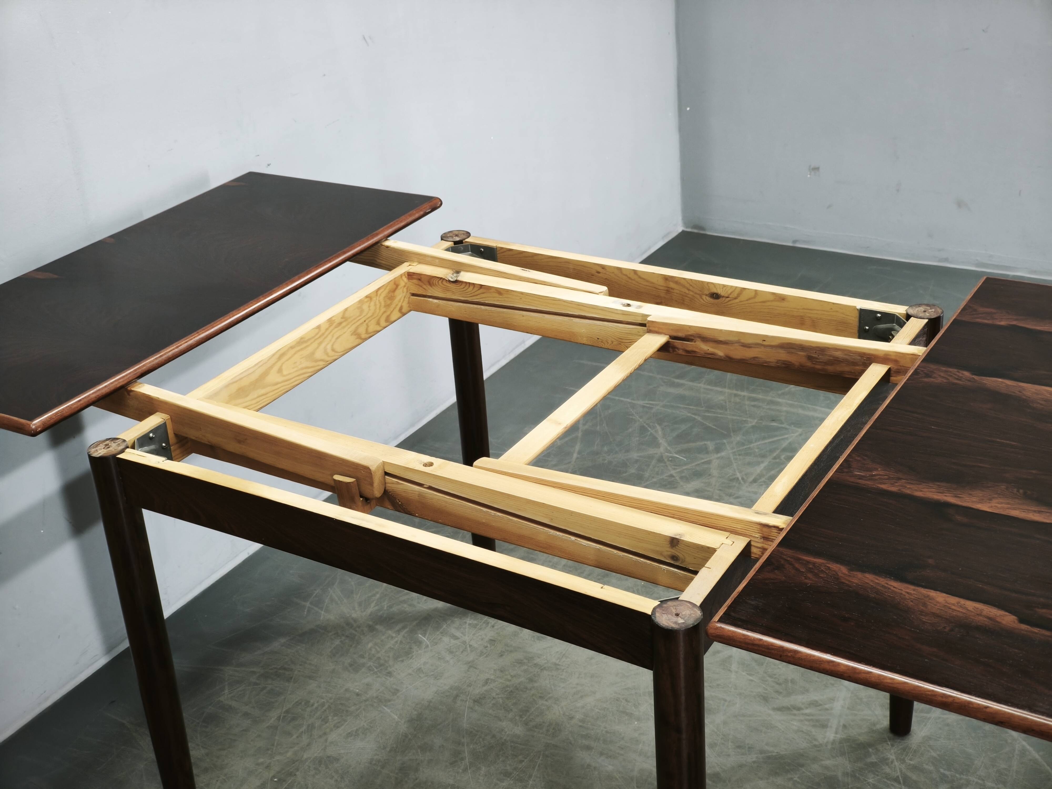 Danish Rosewood Extendable Dining Table, Mid-Century Modern, 1960s