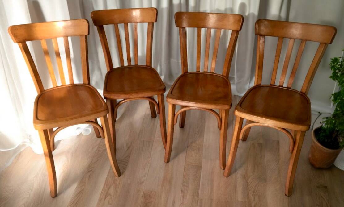 4 chaises bistrot années 50 type Baumann