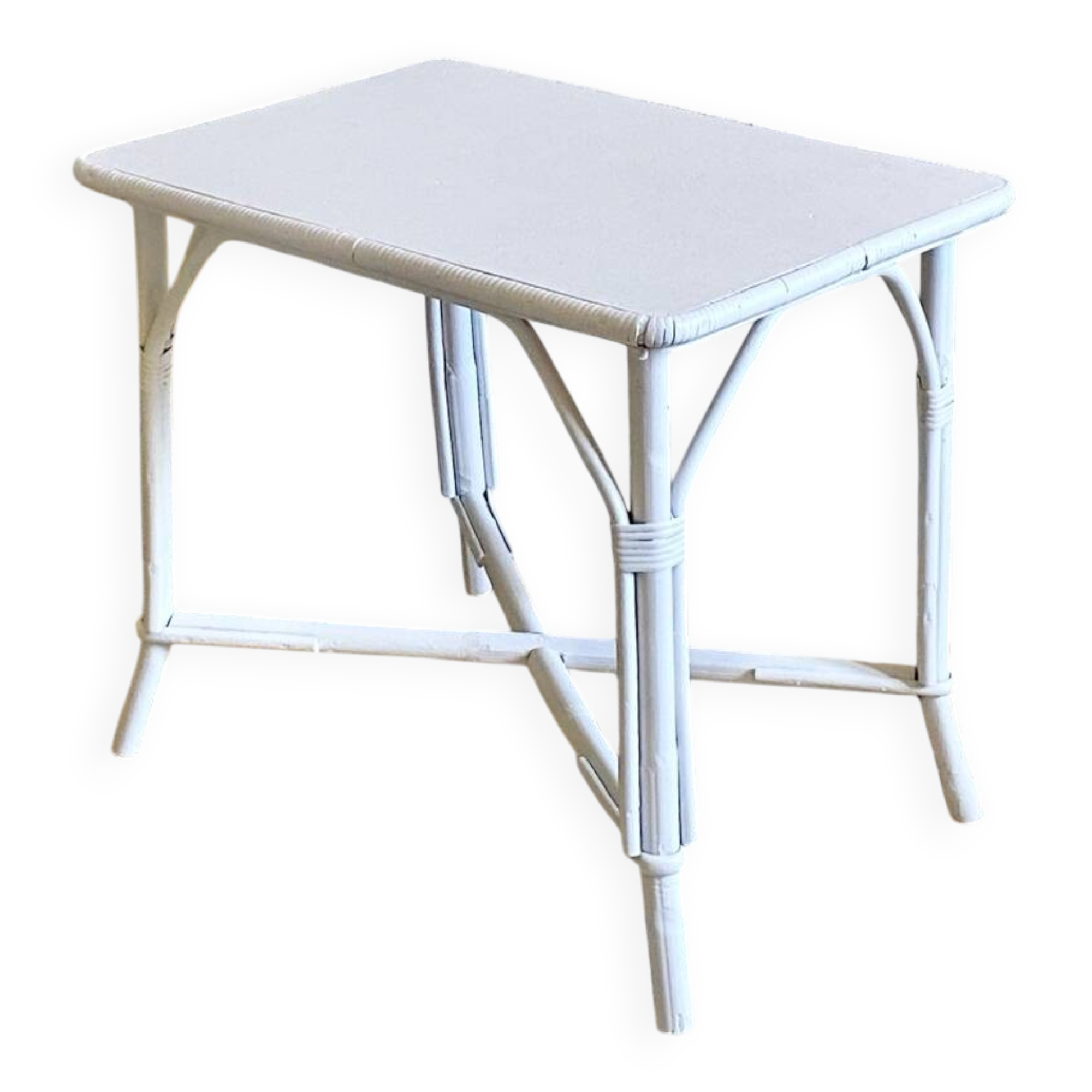 Small white rattan table