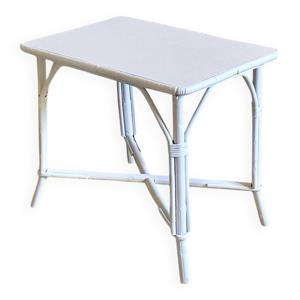 Petite table  rotin blanc