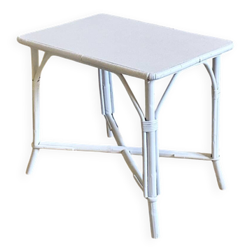 Small white rattan table