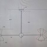 Italian chandelier in the 50s style - 5 arms and 10 lights - ceiling light
