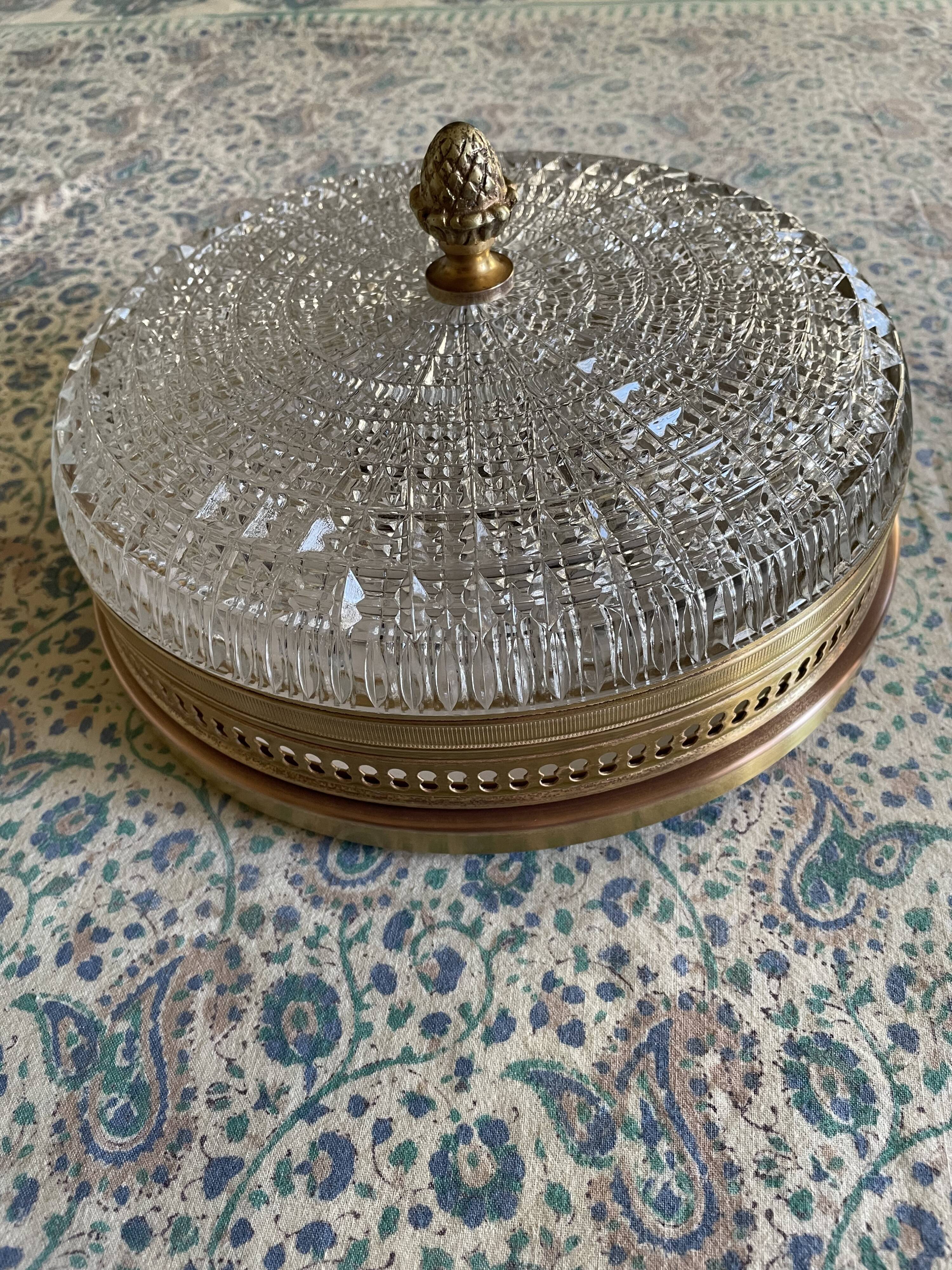 Plafonnier verre et doré