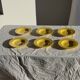 Set of 6 vintage yellow deep plates D22.5 H3.5