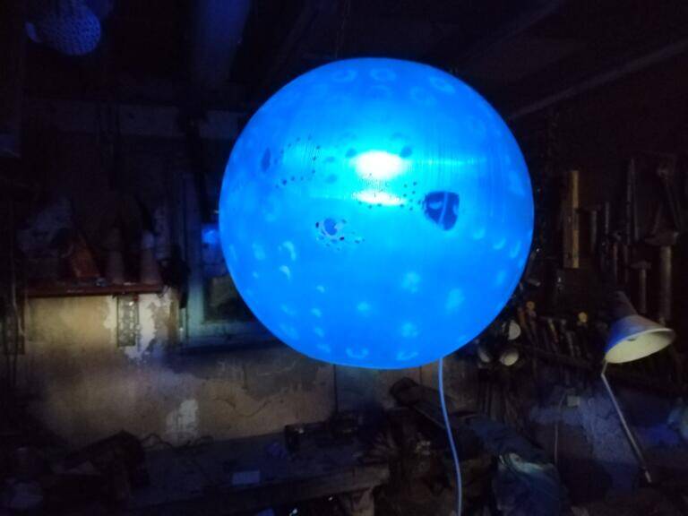 Ball lamp, unique piece created by an artist.