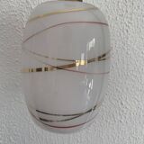 Suspension vintage 1960 opaline rouge et doré lustre - 16 x 11 cm