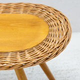Mid century rattan stool by Jan Kalous for ÚLUV, 1960´s, Czechoslovakia