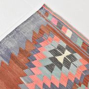 5x8 Red & Pink Handmade Geometric Kilim Area Rug, 160x238Cm