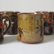 6 mugs en grès flambé vintage années 70