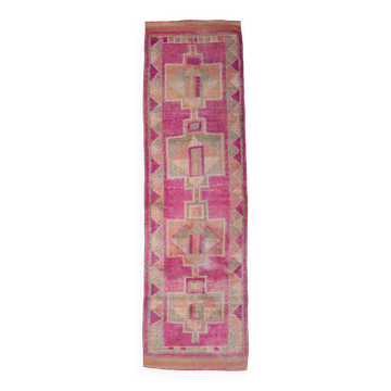 3x10 Persian Pink & Beige Oriental Vintage Runner Rug, 87x302Cm