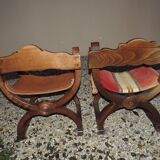 Pair of armchairs "Dagobert" in neo-Gothic style.