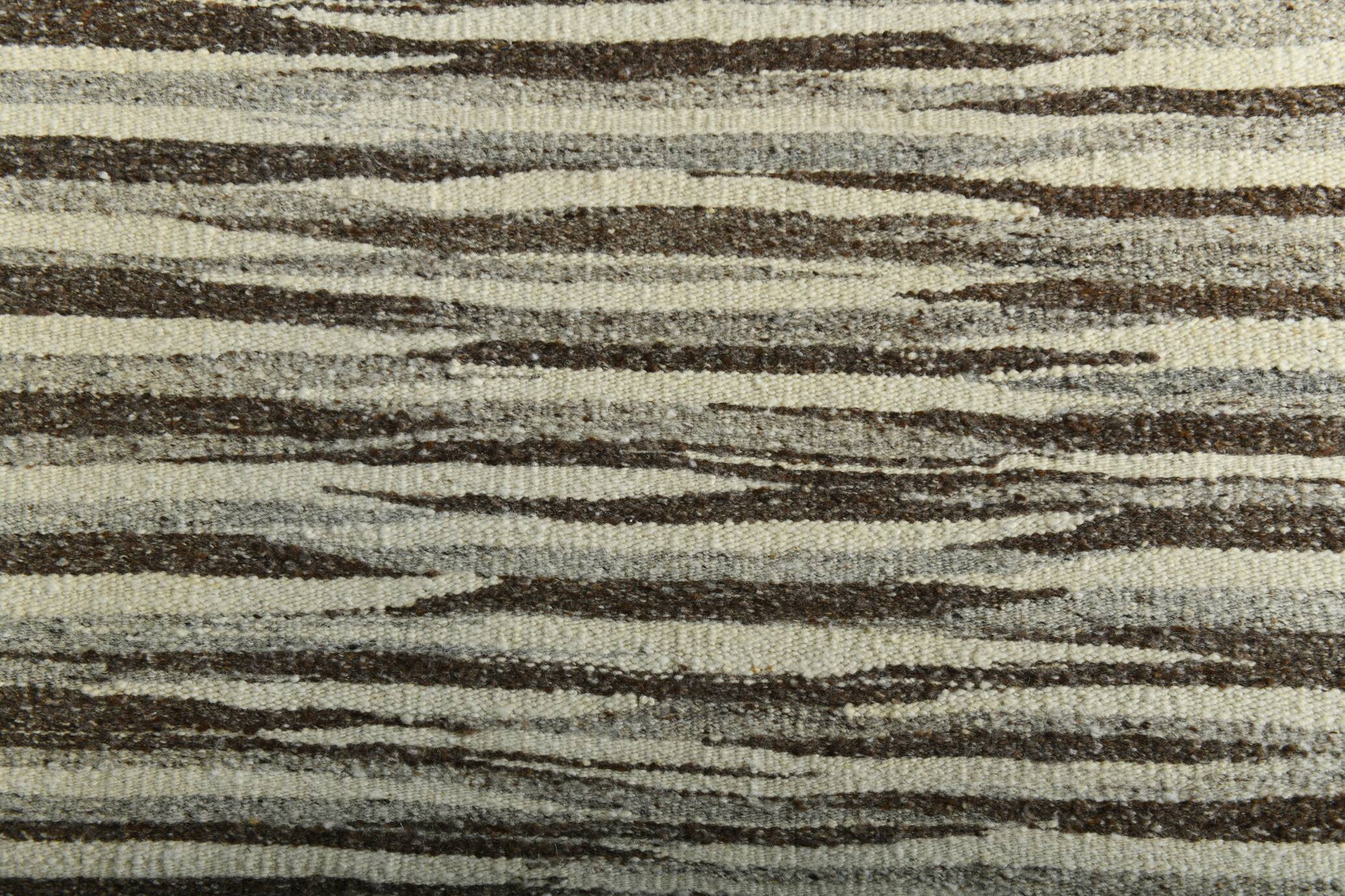 3x11 Brown & Beige Vintage Kilim Runner Rug, 84x330Cm